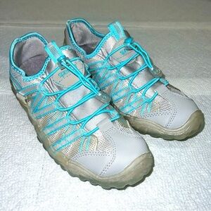 Speedo Wms Hydro Bungee Lace Gray Aqua Lace Up Low Top Water Sport Shoes Sz 8 M